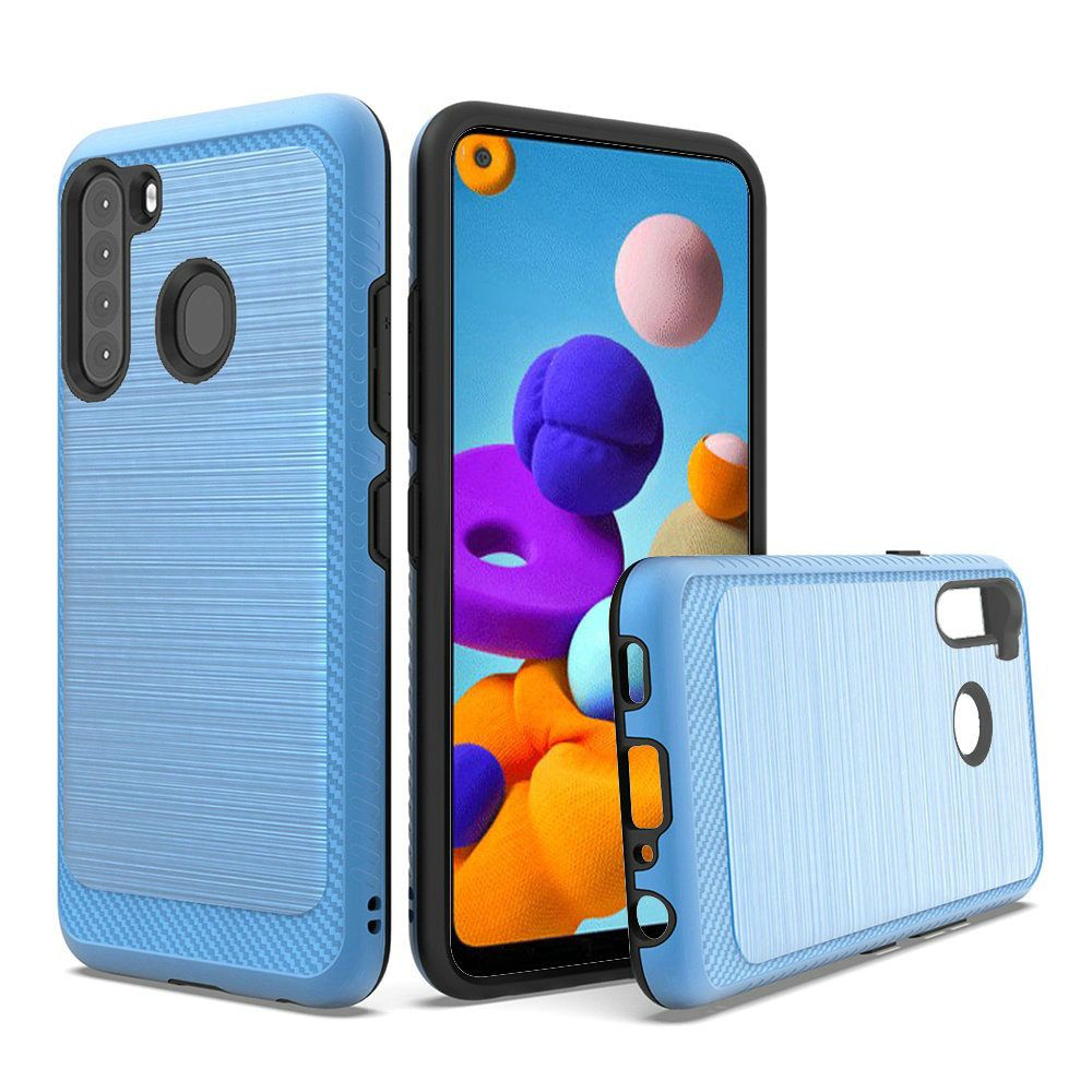 GSA Brushed Case w/Edge Design for Samsung Galaxy A21 - Blue