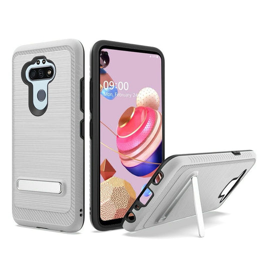 GSA Brushed Hybrid Case w/Kickstand for LG Aristo 5 - Silver/Black