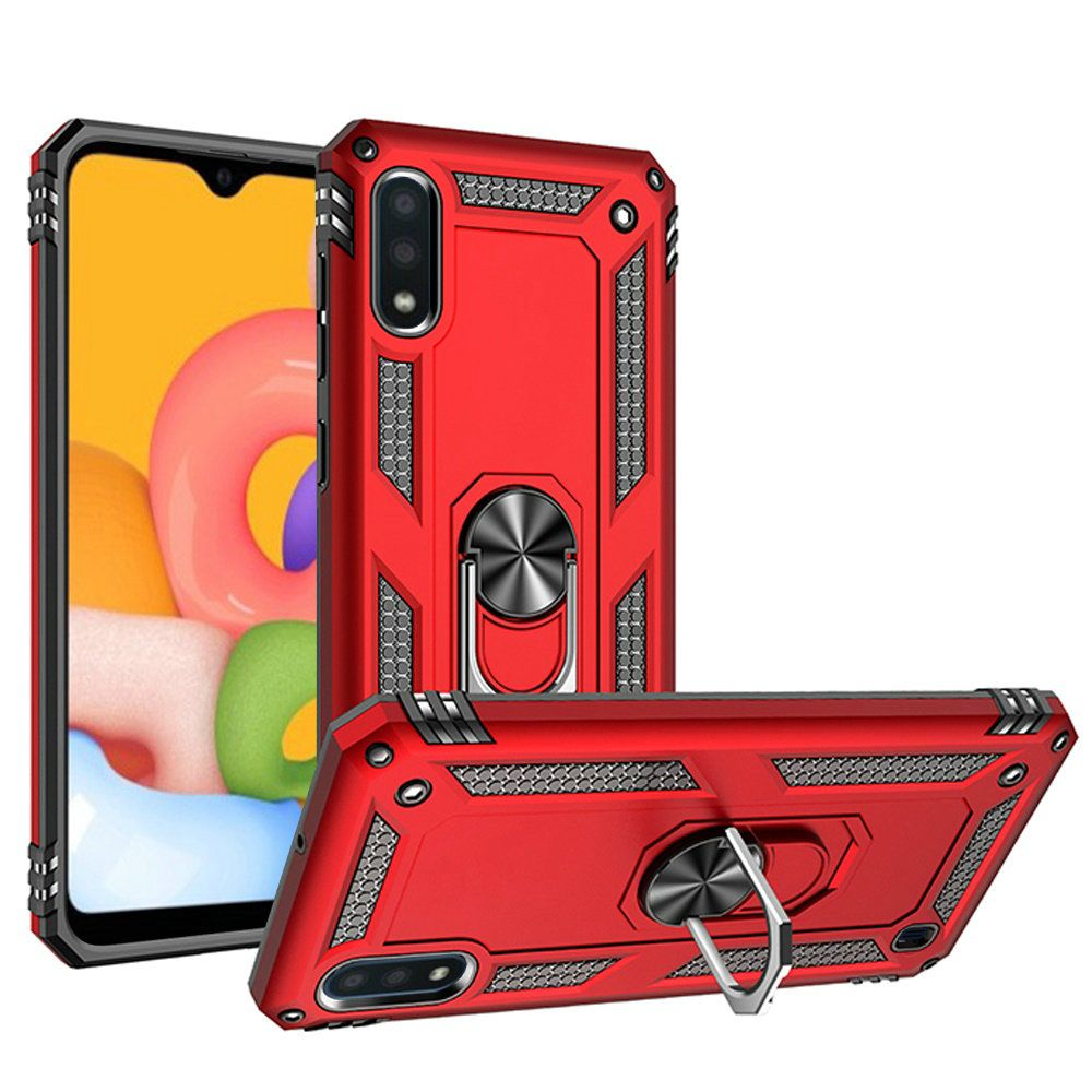 GSA Slim Shockproof Case w/Magnetic Ring for Samsung Galaxy A01 - Red