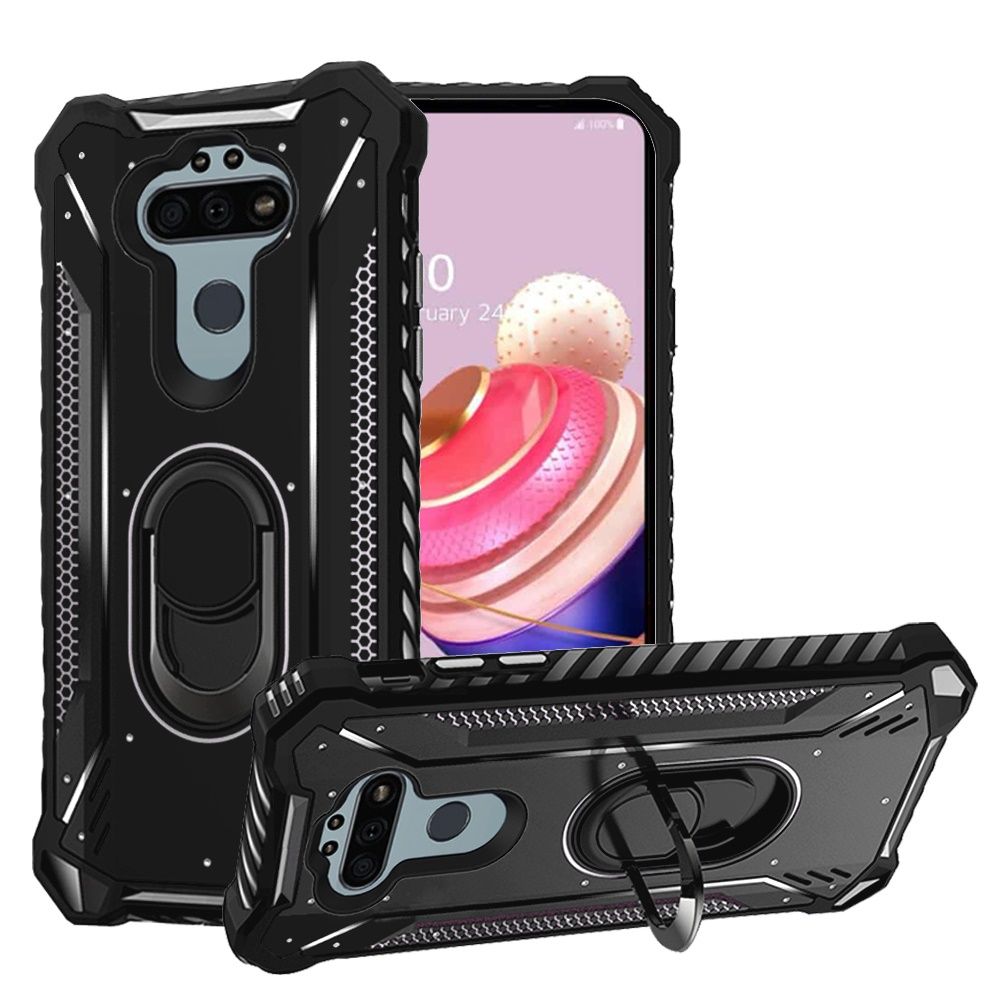 GSA Screw Metal Jacket Case w/Ring Stand for LG Aristo 5 - Black