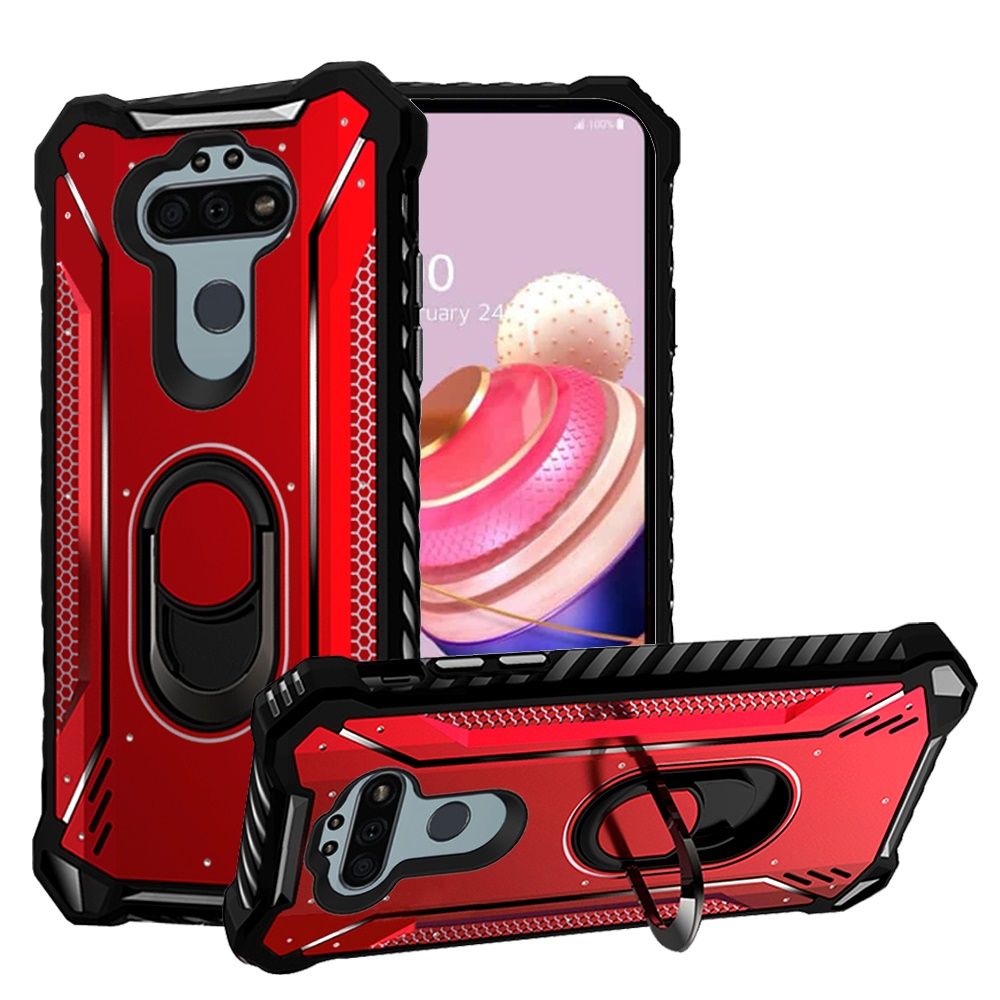 GSA Screw Metal Jacket Case w/Ring Stand for LG Aristo 5 - Red