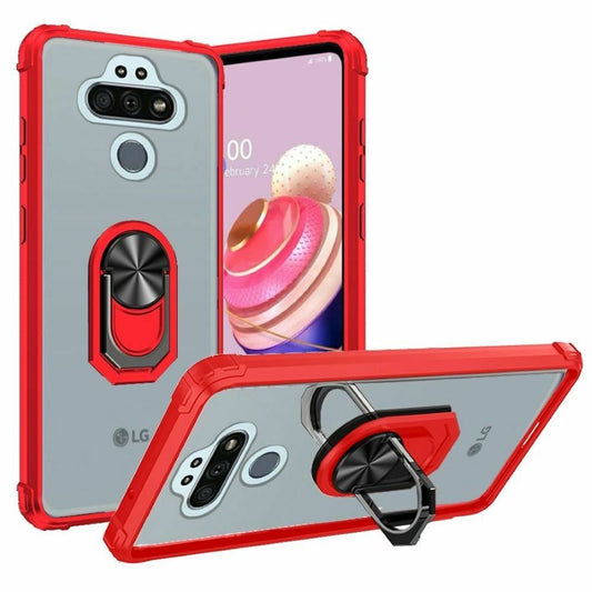 GSA Invisible Bumper Case w/Ring Stand for LG Aristo 5 - Clear/Red