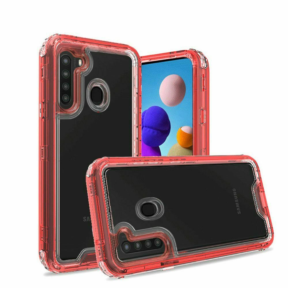 GSA Premium Transparent Bumper Case for Samsung Galaxy A21 - Clear/Red