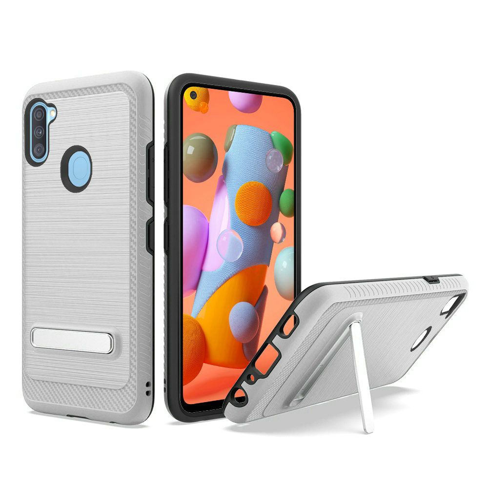 GSA Slim Brushed Case w/Kickstand for Samsung Galaxy A11 - Silver