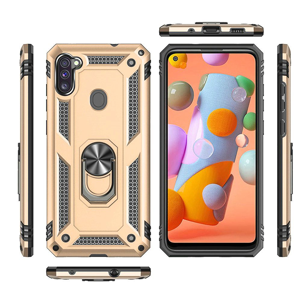 GSA Shockproof Case Magnetic Ring Stand for Samsung Galaxy A11 - Gold