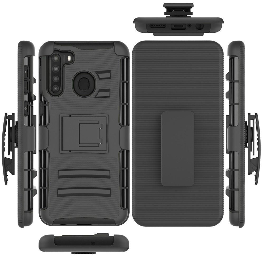 GSA Rubberized Holster Case w/Kickstand for Samsung Galaxy A21 - Black