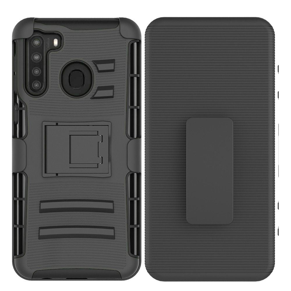 GSA Rubberized Holster Case w/Kickstand for Samsung Galaxy A21 - Black