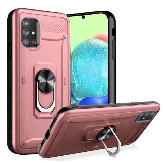 GSA Champion Case w/Magnetic Ring Stand for Samsung Galaxy A71 5g - Rose Gold