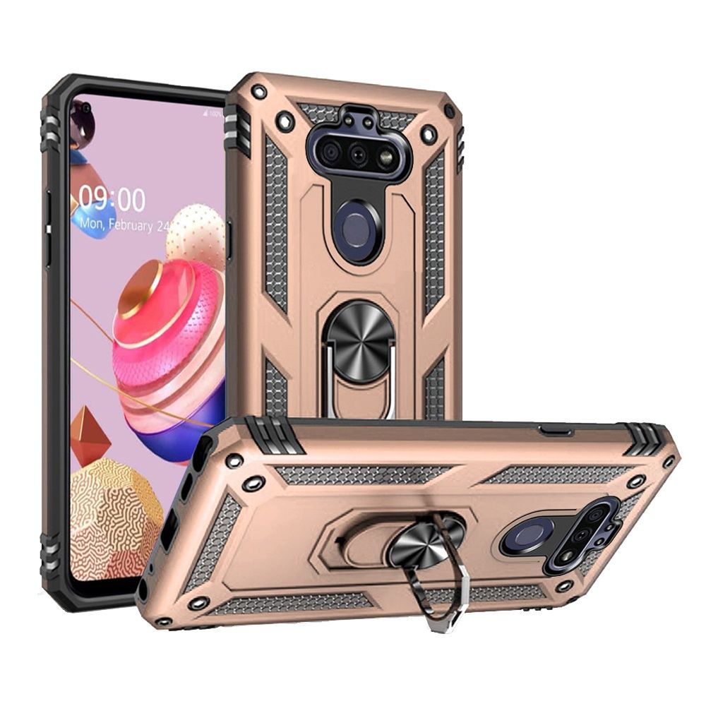 GSA Slim Shockproof Hybrid Case w/Ring Stand for LG Aristo 5- Gold