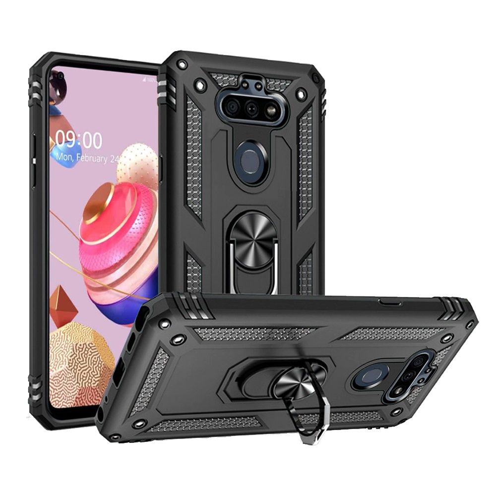 GSA Slim Shockproof Hybrid Case w/Ring Stand for LG Aristo 5 - Gray