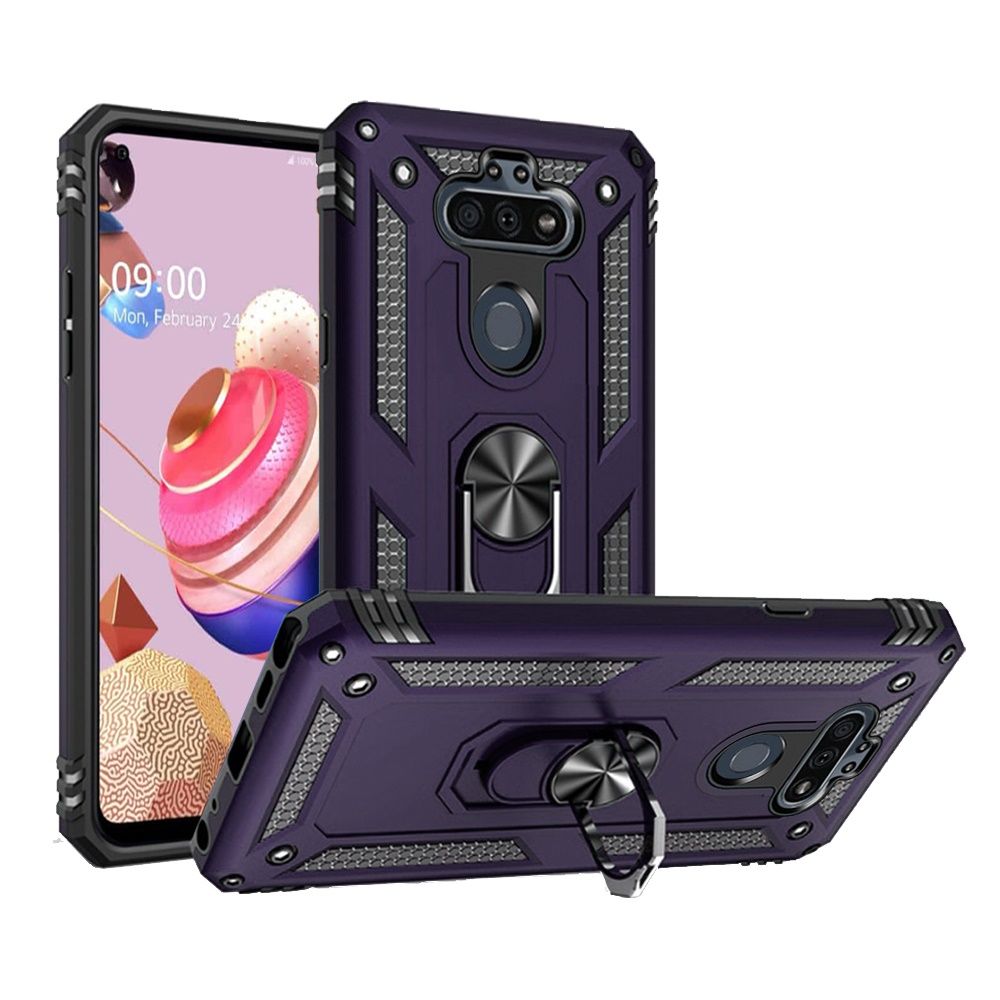 GSA Slim Shockproof Hybrid Case w/Ring Stand for LG Aristo 5 - Purple