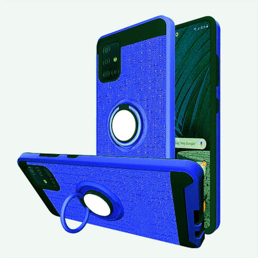 GSA Brushed Matte Hybrid Case w/Ring Stand For Samsung Galaxy A51 4G - Blue