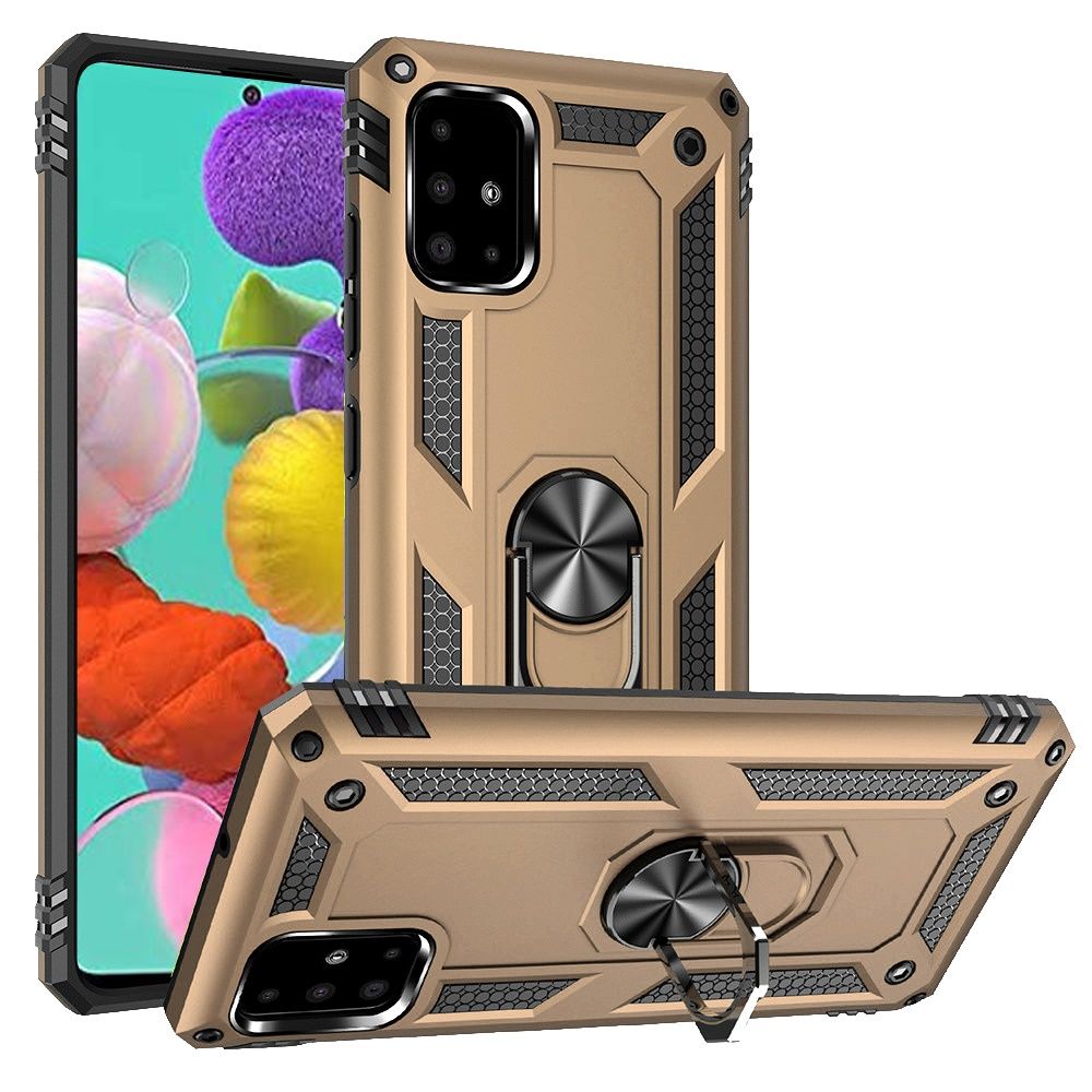 GSA Slim Shockproof Case w/Magnetic Ring for Samsung A51 4g - Gold