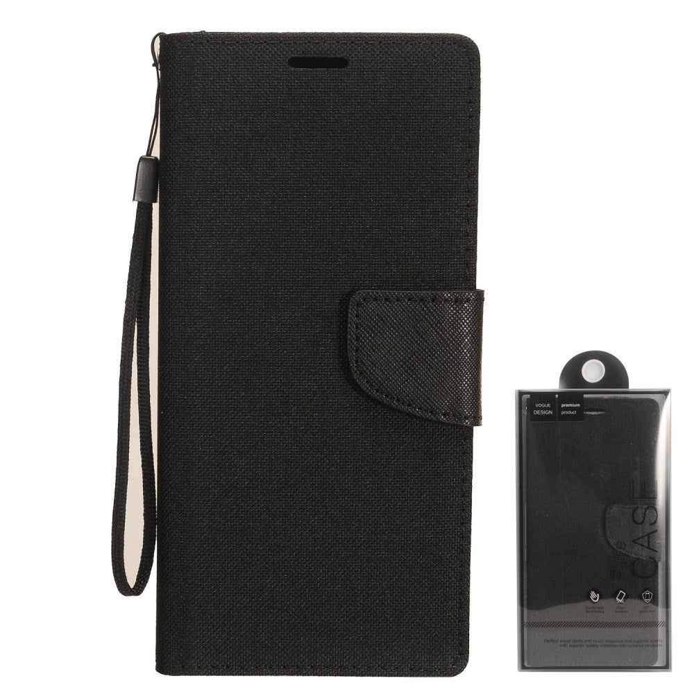 GSA Two Tone Denim Flip Wallet Case for Samsung galaxy A11 - Black