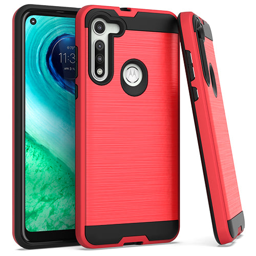 GSA Brushed Hybrid Case for Motorola Moto G Fast - Red & Black