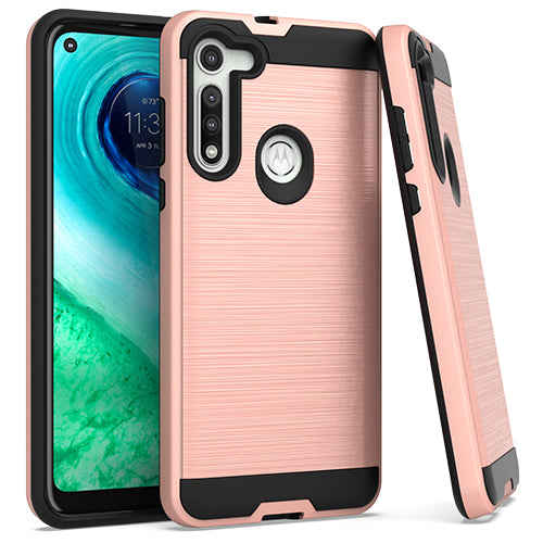 GSA Brushed Hybrid Case for Motorola Moto G Fast - Rose Gold & Black