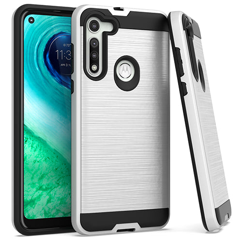 GSA Brushed Hybrid Case for Motorola Moto G Fast - Silver & Black