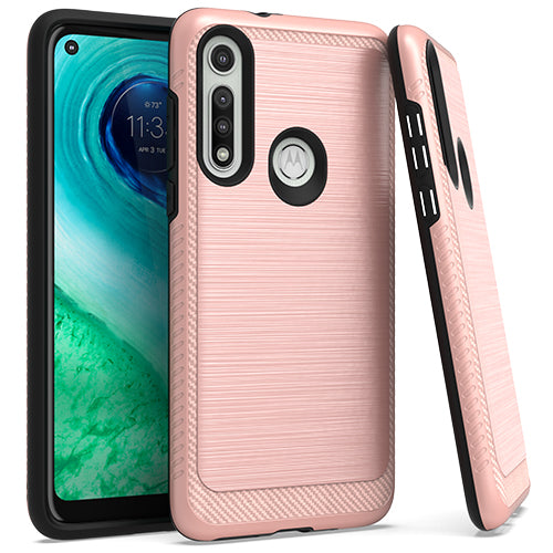 GSA Brushed Case Edge Design for Motorola Moto G Fast - Rose Gold & Black