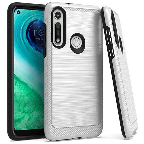 GSA Brushed Case Edge Design for Motorola Moto G Fast - Silver & Black