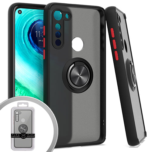 GSA Matte Hybrid Case Ring Stand for Motorola Moto G Fast - Black