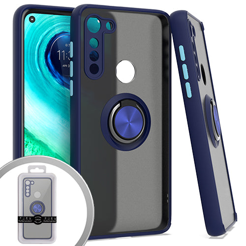 GSA Matte Hybrid Case w/Ring Stand For Motorola Moto G Fast - Navy Blue