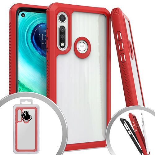 GSA Pro Skin 3 in 1 Case for Motorola Moto G Fast - Clear/Red