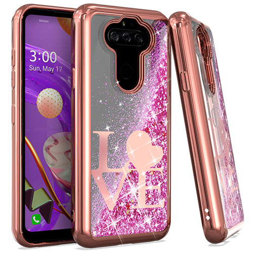 GSA Liquid Glitter Love Candy Case for LG Aristo 5 - Rose Gold