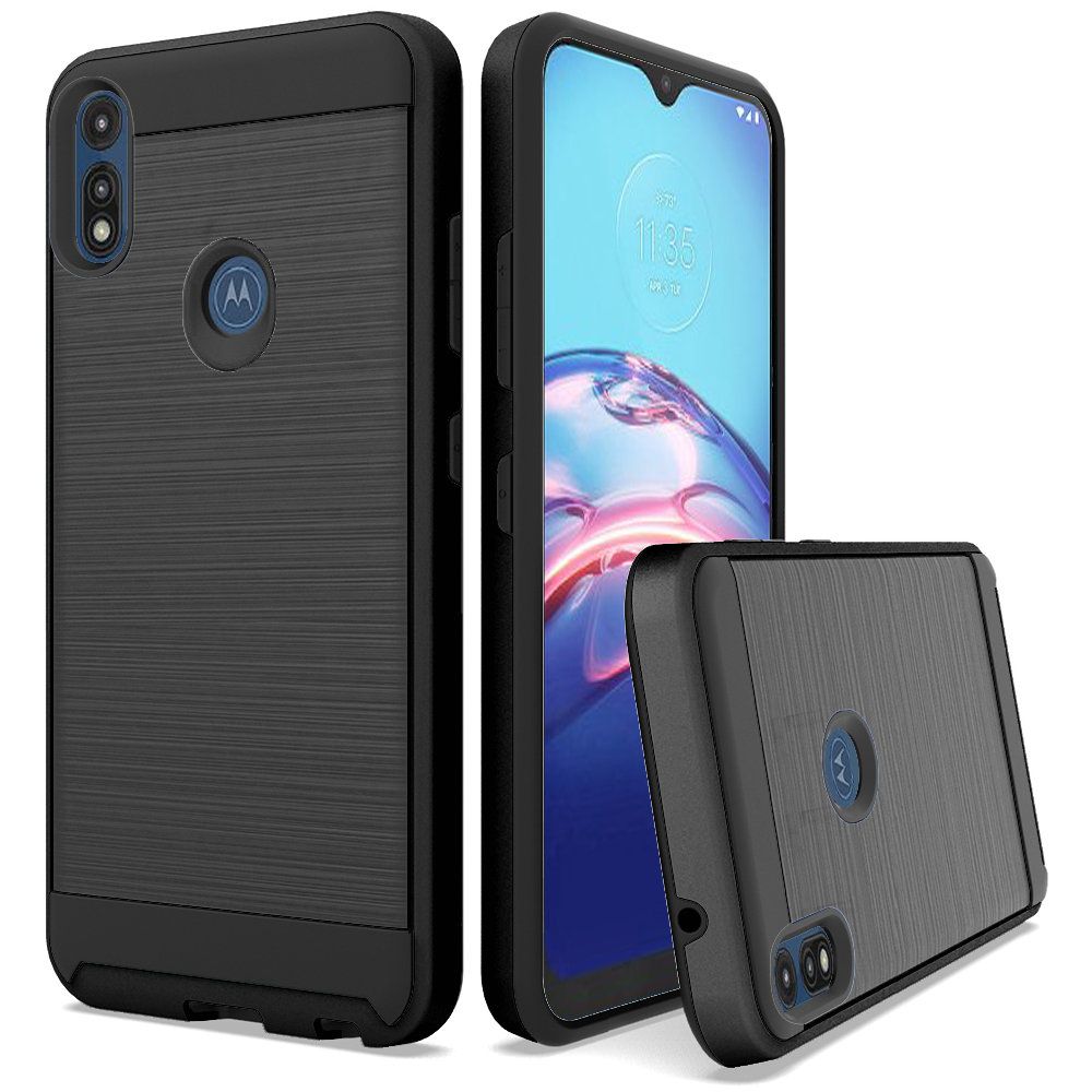 GSA Brushed Design Hybrid Case for Motorola Moto E 2020 - Black