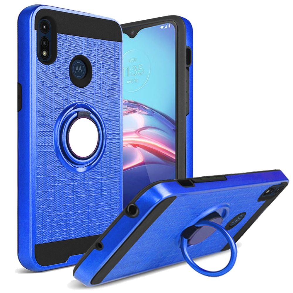 GSA BRUSHED MATTE MAGNETIC RING Case for Motorola MOTO E (2020) BLUE