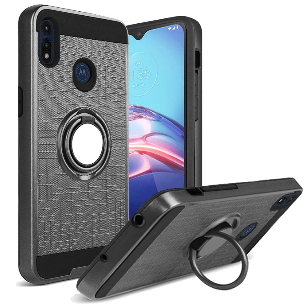 GSA Magnetic Ring Kickstand Hybrid Case for Motorola Moto E 2020 Grey