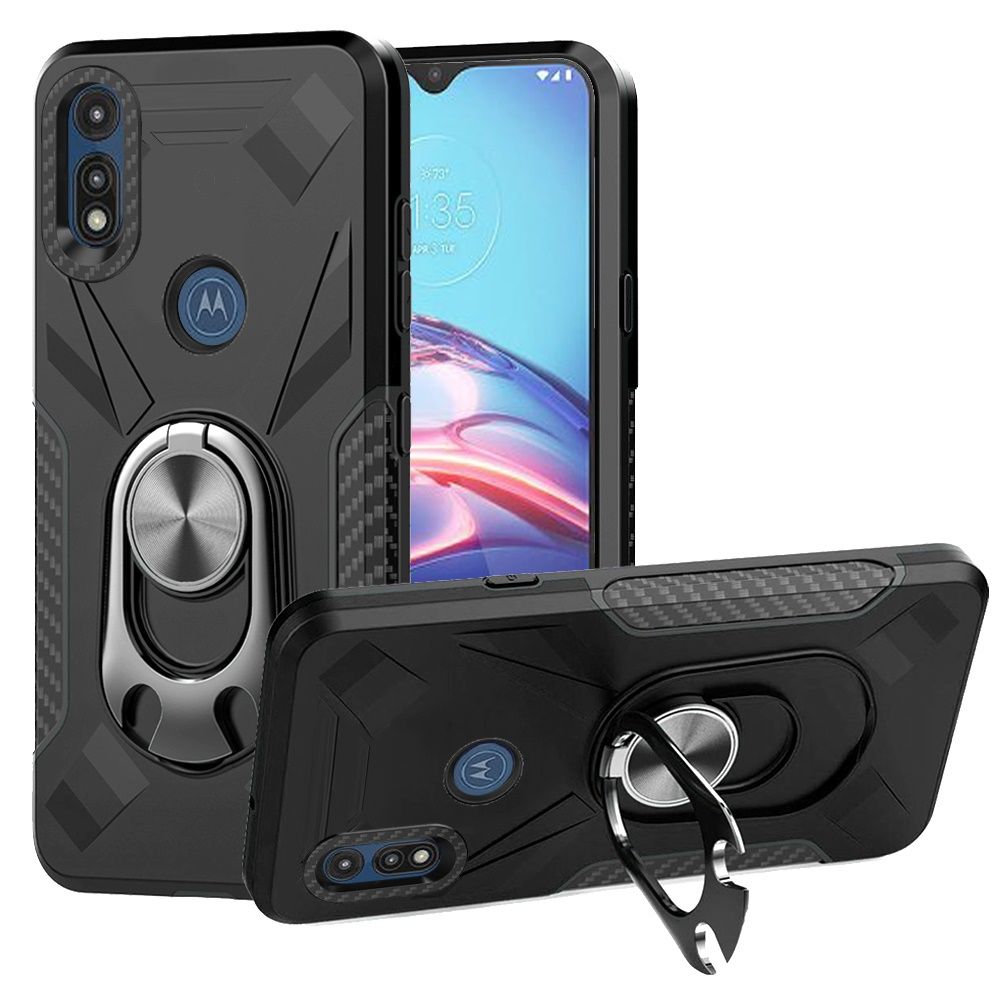 GSA Beer Opener Ring Kickstand Case For Motorola Moto E 2020 - Black