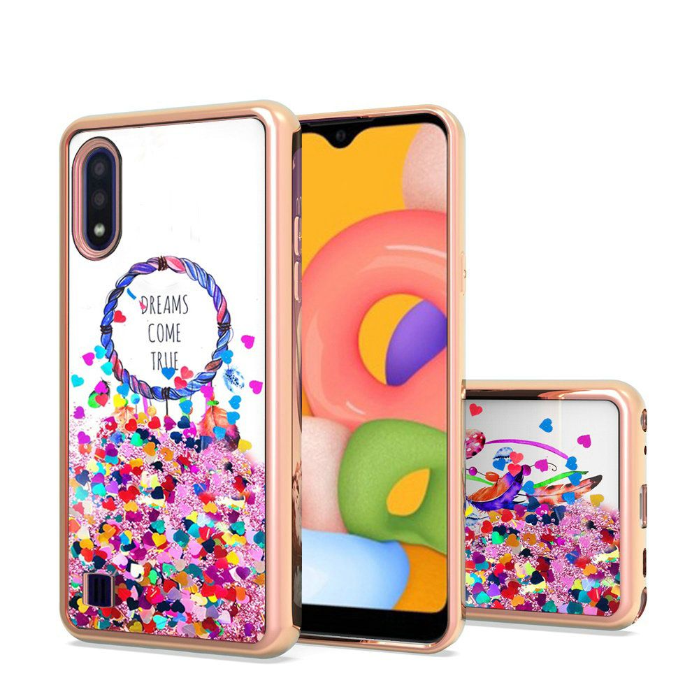 GSA Liquid Glitter Dream Catcher Case for Samsung Galaxy A01 - Rose Gold