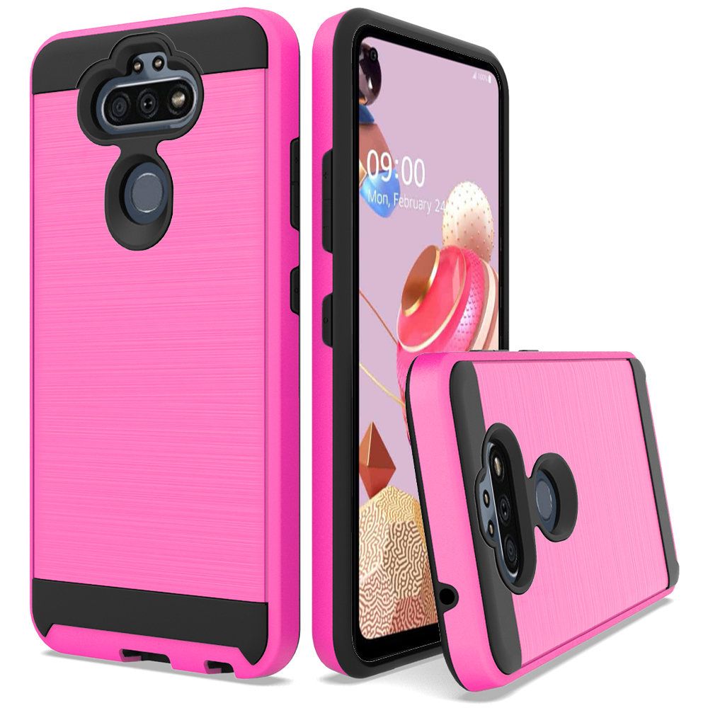 GSA Brushed Hybrid Case for LG Aristo 5, Phoenix 5 - Hot Pink/Black