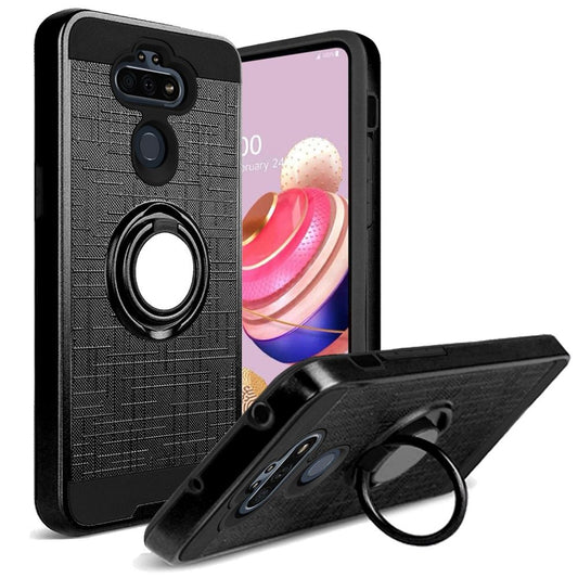 GSA Brushed Hybrid w/Ring Stand Case for LG Aristo 5 - Black