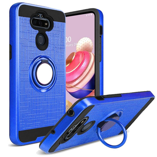 GSA Brushed Hybrid Case w/Ring Stand for LG Aristo 5, Phoenix 5 - Blue/Black