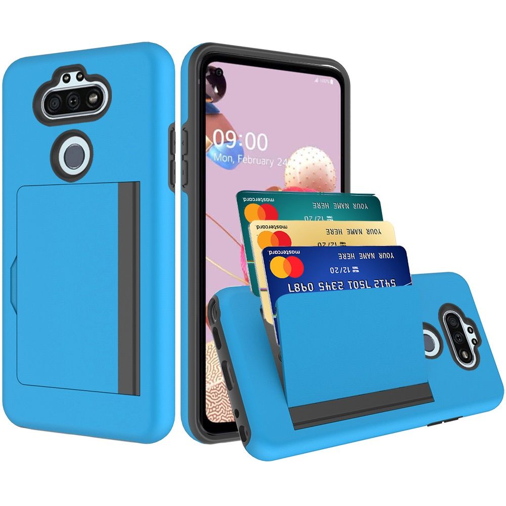GSA Shockproof Hybrid Case w/Credit Card Holder for LG Aristo 5 - Light Blue