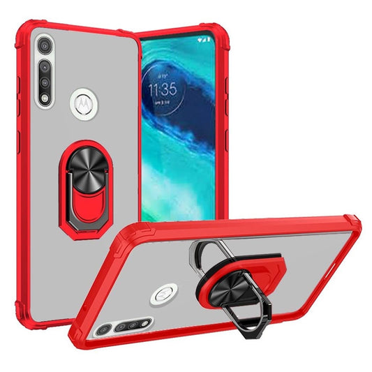 GSA Bumper Case w/Magnetic Ring for Motorola Moto G Fast - Clear/Red