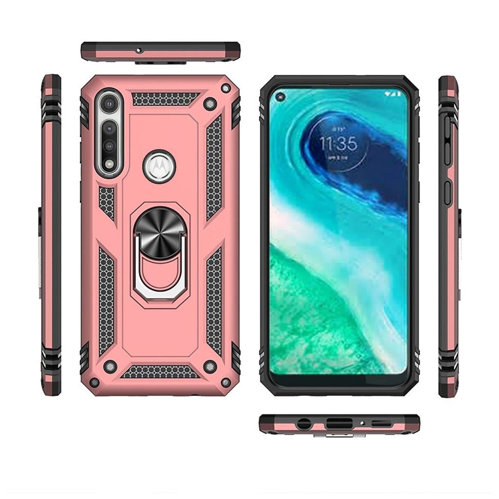 GSA Shockproof Case Magnetic Ring for Motorola Moto G Fast - Rose Gold