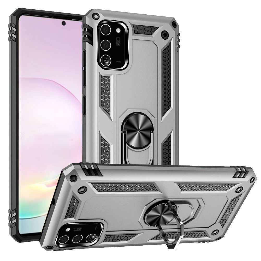 GSA Shockproof Magnetic Case with Ring Kickstand for Samsung 20 Ultra Silver/Black