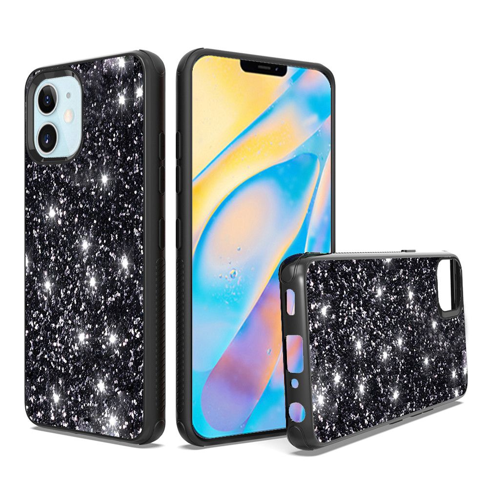 GSA Sparkle Glitter Bling Hybrid Case For iPhone 12 Mini (5.4") Black