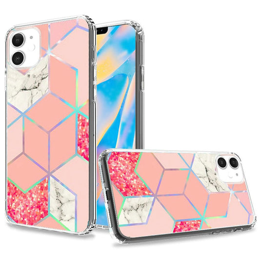 GSA Geometric Marble Hybrid Case For iPhone 12 Mini (5.4") - Pink