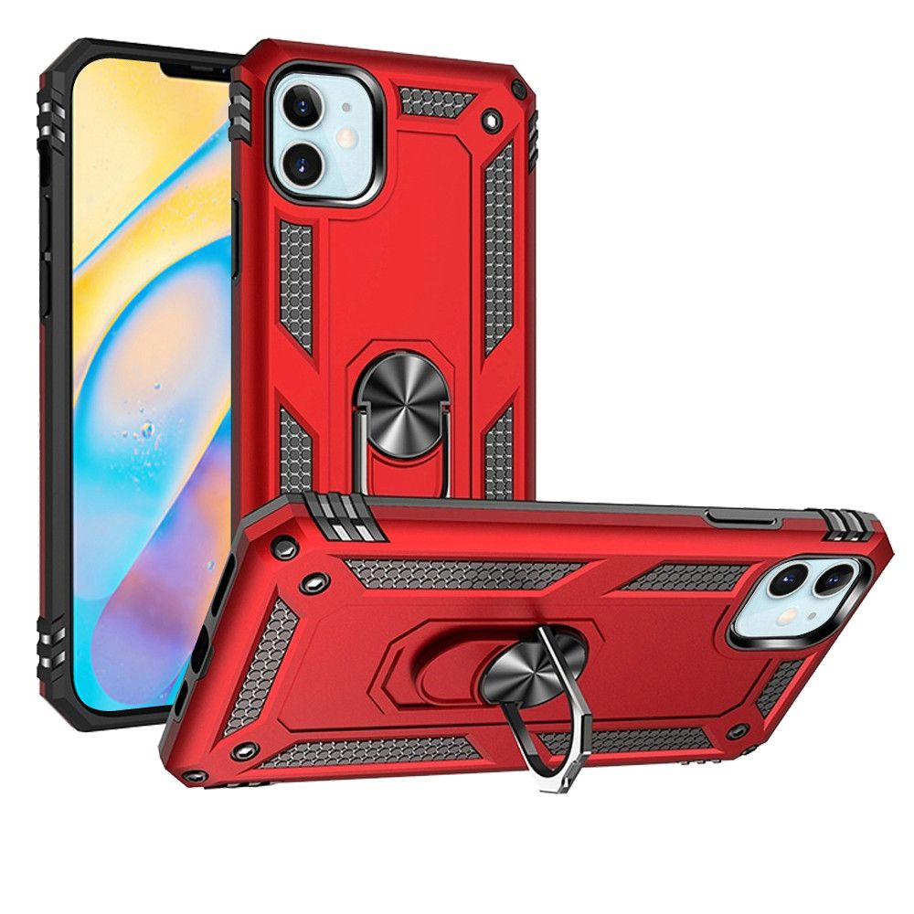 GSA Hybrid Magnetic Case Ring Kickstand for iPhone 12 Mini (5.4") Red/Black