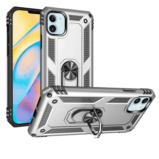 GSA Hybrid Magnetic Ring Kickstand Case for iPhone 12 Mini (5.4") Silver/Black