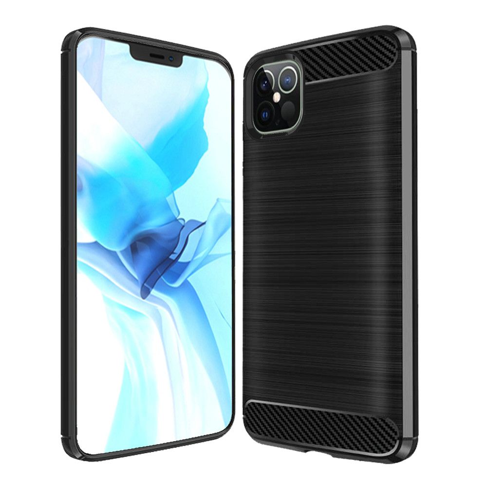 GSA TPU Gel Skin Carbon Fiber Design Case for iPhone 12 & 12 Pro (6.1") Black