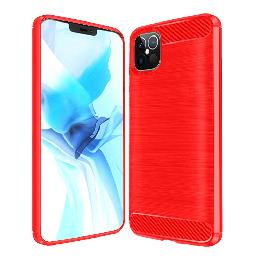 GSA TPU Gel Skin Carbon Case for Apple iPhone 12 & 12 Pro (6.1") Red