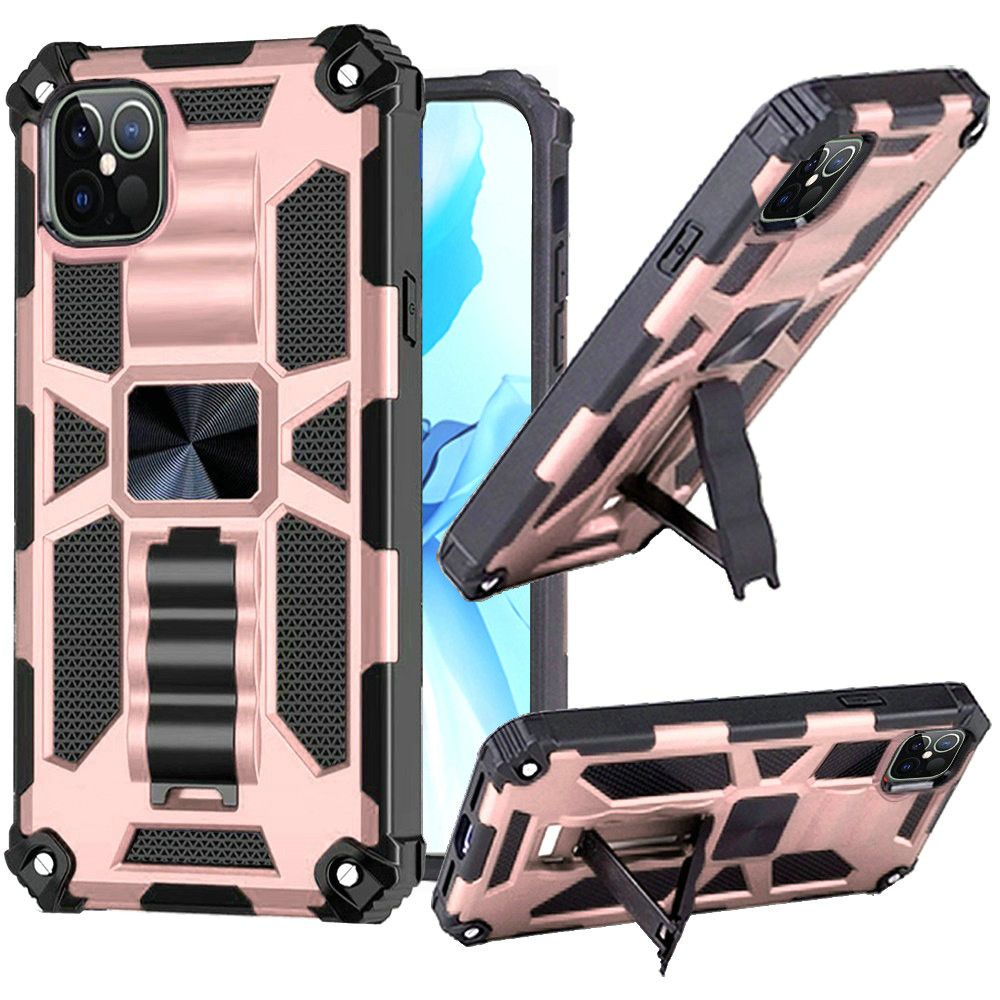 GSA Machine Magnetic Kickstand Case For iPhone 12/12 Pro (6.1") Rose Gold/Black