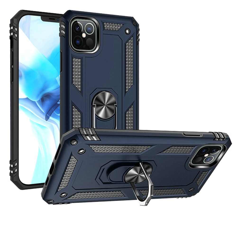 GSA Slim Armor Ring Stand Case For iPhone 12/12 Pro (6.1") - Blue/Black