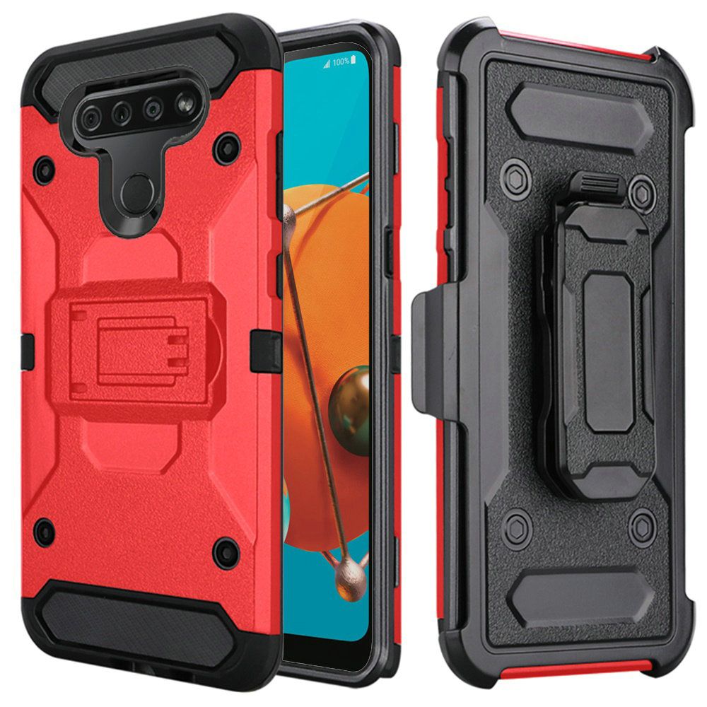 GSA Tactical Holster Case w/Kickstand for LG K51 - Red/Black