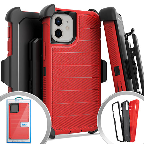 GSA Hybrid Case w/Holster For iPhone 12 Mini (5.4") - Red/Black