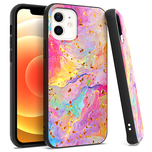 GSA Gold Flake Marble Rainbow Hybrid Case For iPhone 12 Mini (5.4")